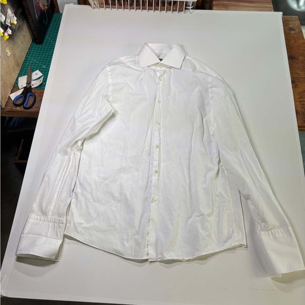 BOSS Sharp Fit Dress Shirts Lot of 2 Blue & White Size 16 34/35 - Picture 7 of 11
